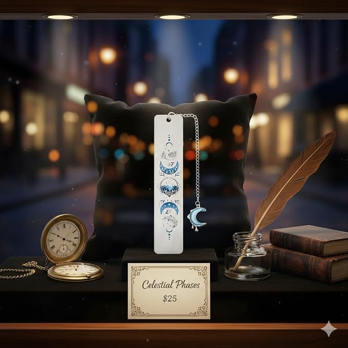 Stainless Steel Acotar Bookmark with Tassel, Acotar Inspirational Creative Moon Mountains Text Book Marks for Reading Women Men Collection, Books Accessories (Bule Acotar)