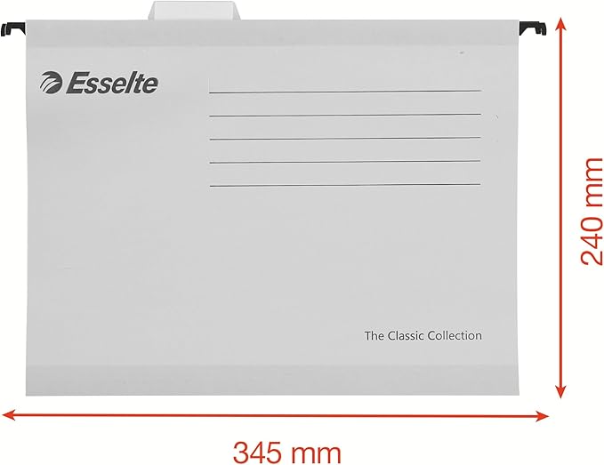 Esselte A4 Reinforced Filing Cabinet Suspension File, Pack 15, Made from Strong 100% Recycled Card, with Tabs and Card Inserts, for Home, Office, School Organisation, Blue