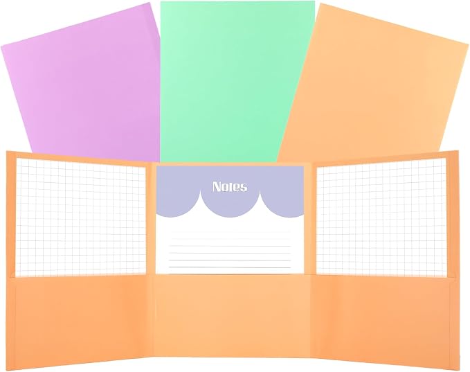 3 Pcs Tri Fold Folder 3 Prong Folders with Pockets and Prongs, Tri Fold Folders with Prongs 3 Pockets Folder for A4 Paper School Office College Home Supplies Fit 8.5 x 11 Inch Letter Size(Pastel)