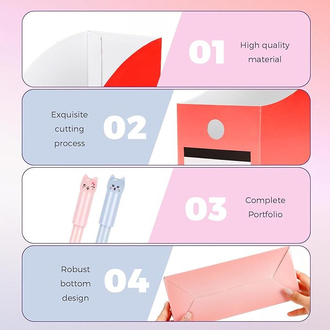 Jutom 32 Pcs Magazine File Holder Set Including Colored Foldable Desk File Holder Organizer White Label Stickers Cat Pen Cardboard Magazine Storage Box for Document School Office (Gradient,Classic)