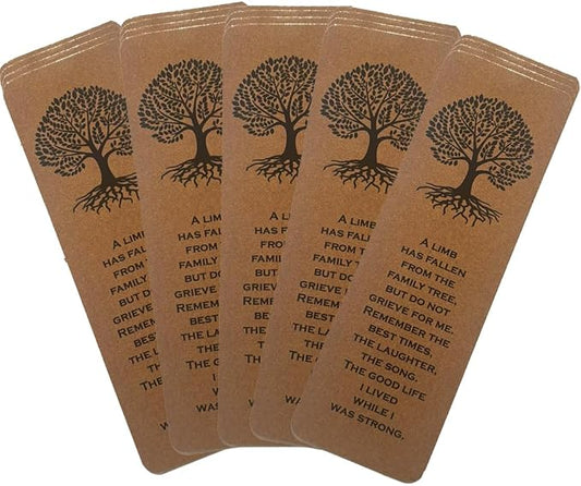 Funeral Favors for Guests - Tree of Life Bookmarks with Sympathy Poem - Bulk Set of 24 - Hand Out at Celebration of Life, Memorial, Remembrance Service, Bereavement Ceremony - Thank You Gift, Keepsake