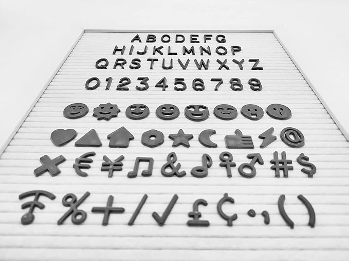 Felt Letter Board Letters Set, Pre-Cut 340pcs 7/8 inch(0.875") Black Letters Only(No Board Included)