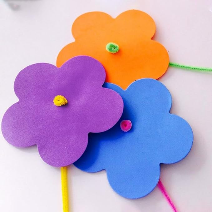 72 Pcs 5.5 Inch Large Paper Flower Cutouts, 9-Color Assorted Spring Summer Flower Die Cut for Bulletin Board Decorations, Classroom Wall, Chalkboard, Back to School, Teacher School Supplies, DIY Craft