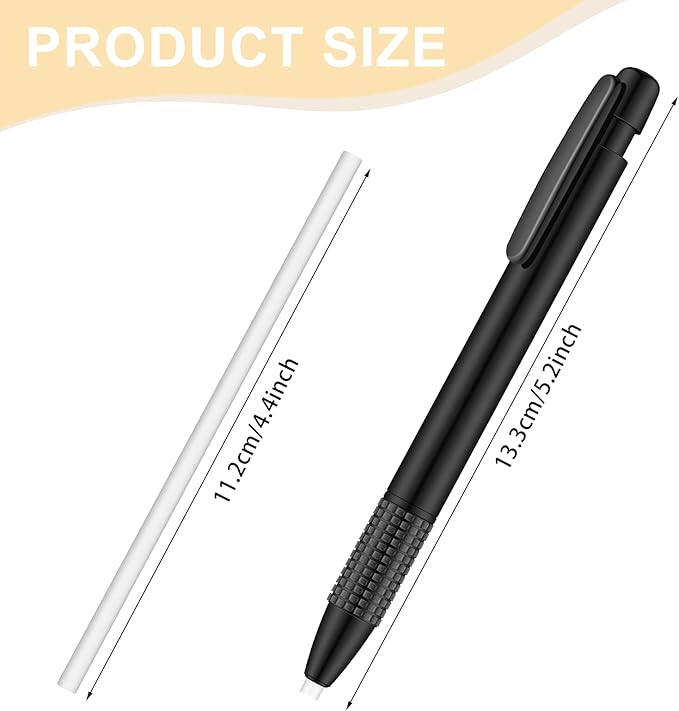 Eersida Retractable Eraser and Refill Mechanical 3.8 mm Pen Style Art Erasers for Artists Drawing Painting, Students Teacher Adult Office School Family(4 Packs)