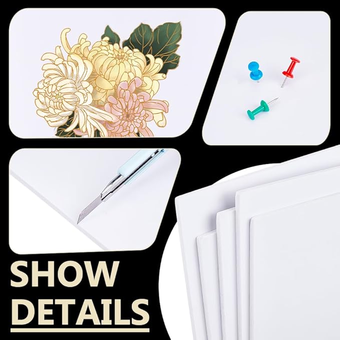 BENECREAT 5Pcs 1/4 Inch White Foam Boards, 12x8 Inch Rectangle PVC Foam Sheet Poster Board for Mounting, Crafts, Art, Display, Presentation and Projects