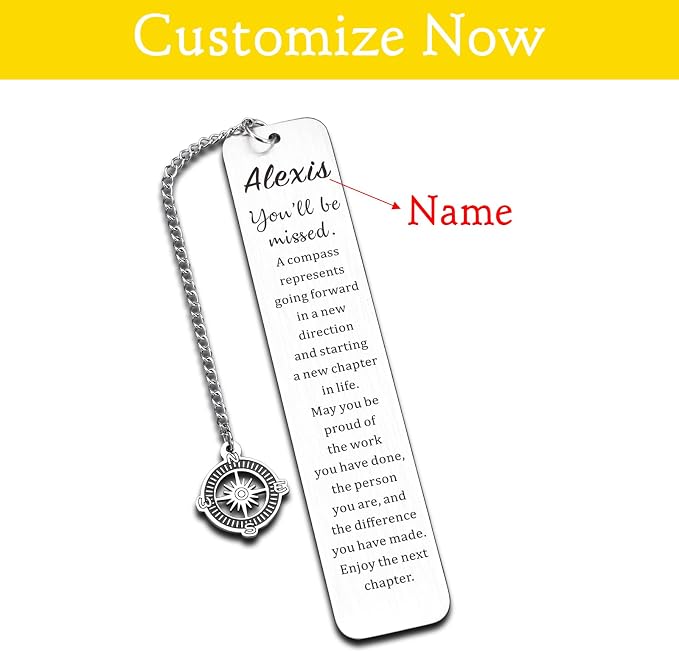 Custom Name, Personalized Bookmark for Women, Farewell Gifts for Coworkers Women Friends Her Nurse Boss Teacher Employee You Will Be Missed Retirement Gift Coworker Leaving New Job Gifts for Women