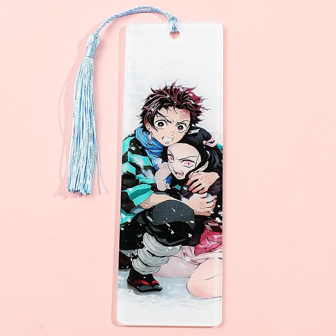 Anime Demon Kamado Acrylic Bookmark - Anime Tanjiron Zenitsu Giyuu Kyoujurou Figure Page Mark Reading Tool, Holiday Gifts for Reading Fans Book Lovers Bookworm (Style H)