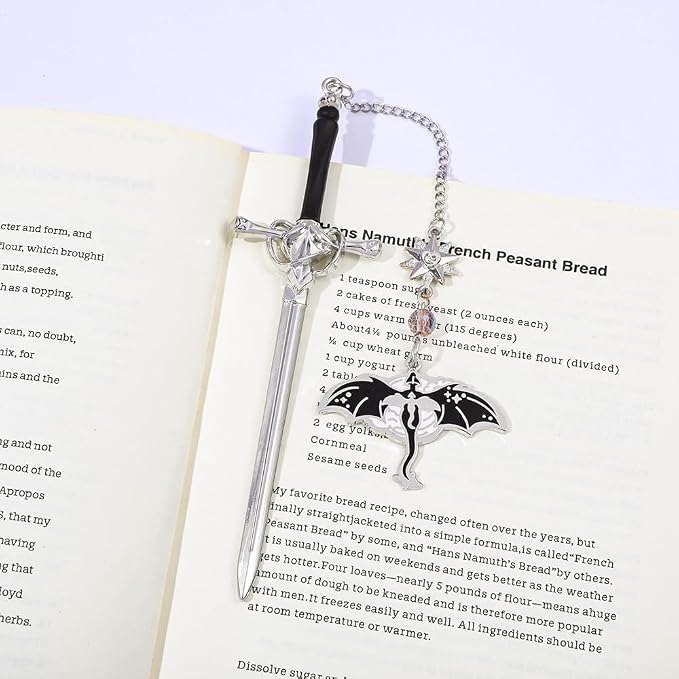 Fantasy Fourth Wing Dragon Sword Bookmarks - Fourth Wing Fans Page Markers Cool Bookmarks for Men Fantasy Dragon Gifts for Male Readers as Birthday Gifts (Dragon Bookmark Set 8)