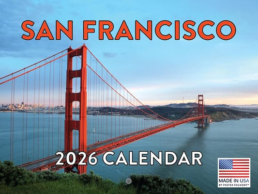 San Francisco Calendar 2026 Wall 12 Month Monthly CA SF Scenic Souvenirs Californian San Franciscan Themed Gifts | American Made In The USA