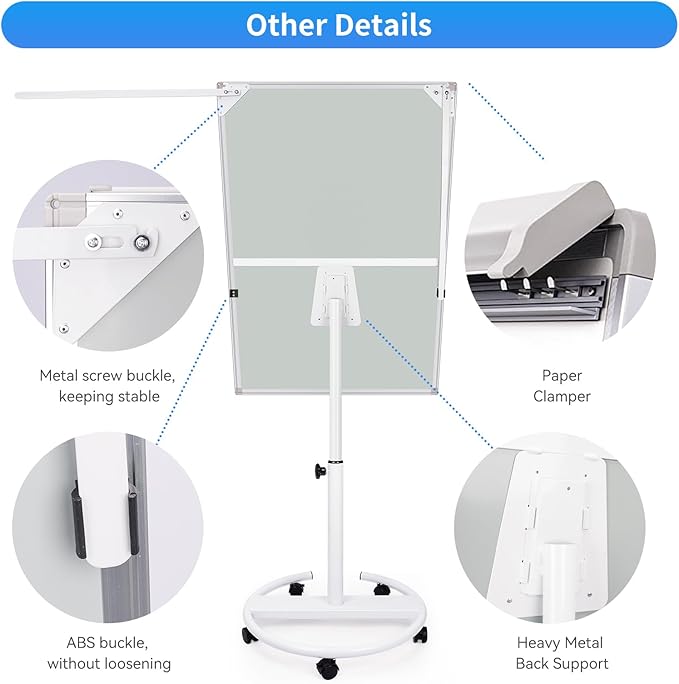 Maxtek Mobile Whiteboard 40 x 28 Inches, Magnetic Dry-Erase Flipchart Easel Stand with Height Adjustment, 2 Extendable Side Arms and 25-Sheet Paper Pad for Office, School, Home