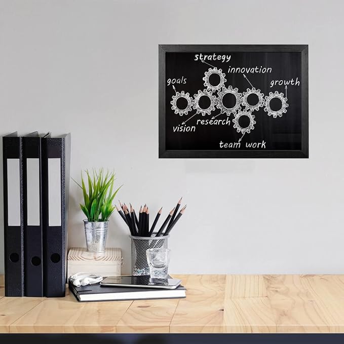 TORASO Chalkboard, Wood Frame Magnetic Chalkboard Sign, Black Wood Framed Chalk Board for Wedding, Kitchen, Bar, Restaurant, Menu & Home Decor, Hanging Chalkboards, 11.8" x 15.7"(BK-3040)