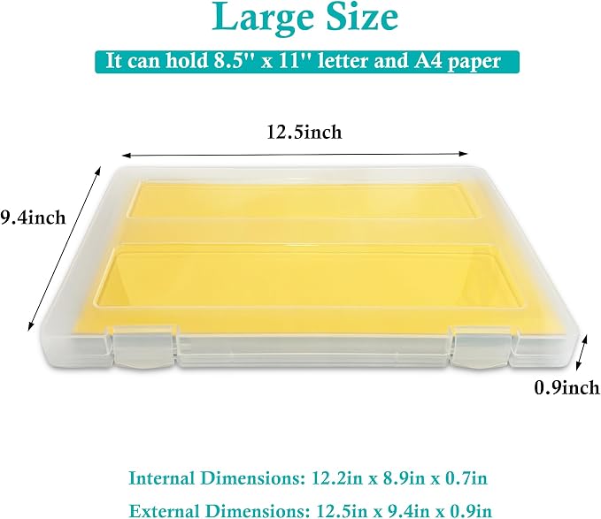 4 Pack Paper Storage Box, Plastic Scrapbook Paper Organizer for A4, 8.5" x 11" Letter, Board Game Storage Containers for File, Craft and Arts Supplies, Puzzle, Document, 8" x 10" Photo