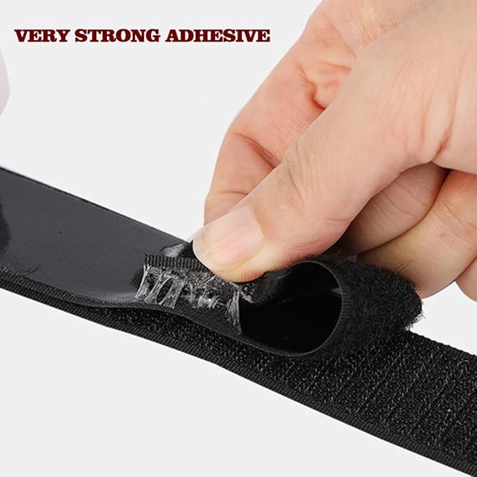 LLPT Hook and Loop Tape Color Black 1 Inch x 23 Feet Each Roll Heavy Duty Adhesive Hook Loop Strip Mounting Tape for Indoor and Outdoor (HTB130)