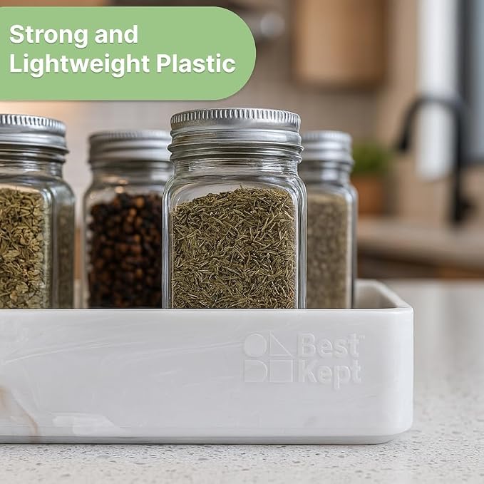 Best Kept | Under Shelf Storage | Plastic | Laundry Room Organization | Perfume Organizer | Bathroom Vanity Organizers | 3-Piece Light/White Marble Trays