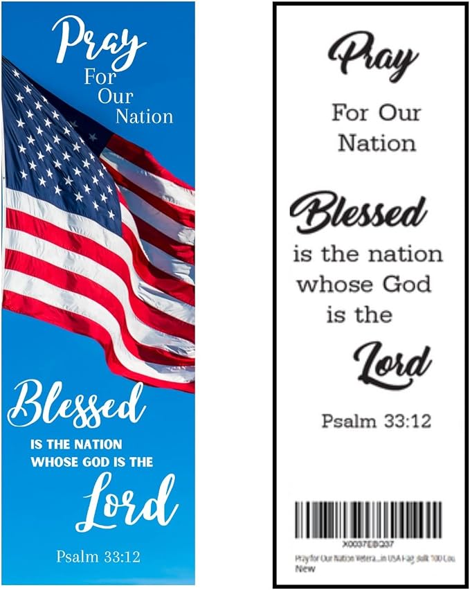 100 Pray for Our Nation Patriotic Bible Verse Bookmarks – Made in USA | Psalm 33:12 | Veterans & Military Gifts