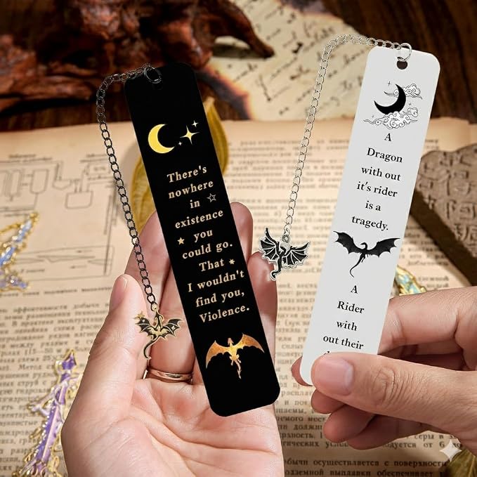 Dragon Metal Bookmark Set 2.0, Cool Fourth Wing Bookmarks for Charms, Book Lover Fantasy Reading Gifts for Women and Men (Starry Rider)