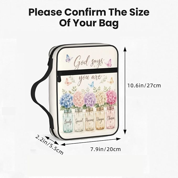 God Say You are Flower Butterfly Bible Cover Case Carrying Book Protector Case Bible Study Supplies Accessories Holder Case Christian Gift for Women Men