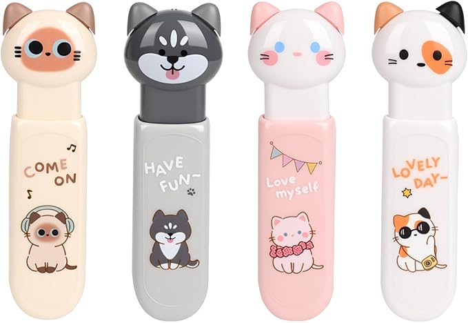 Cute Cat Correction Tape,3-Count Pack of Correction Tape, Easy to Use Applicator with Tear-Resistant Tape for Office or School Supplies (kawaii)