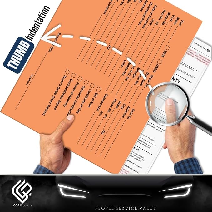 Printed Vehicle Deal Jackets Envelopes Folders for Auto Car Dealerships - 9x12 Size - Dealer Supplies - New and Used Cars - 100 Quantity (Salmon)
