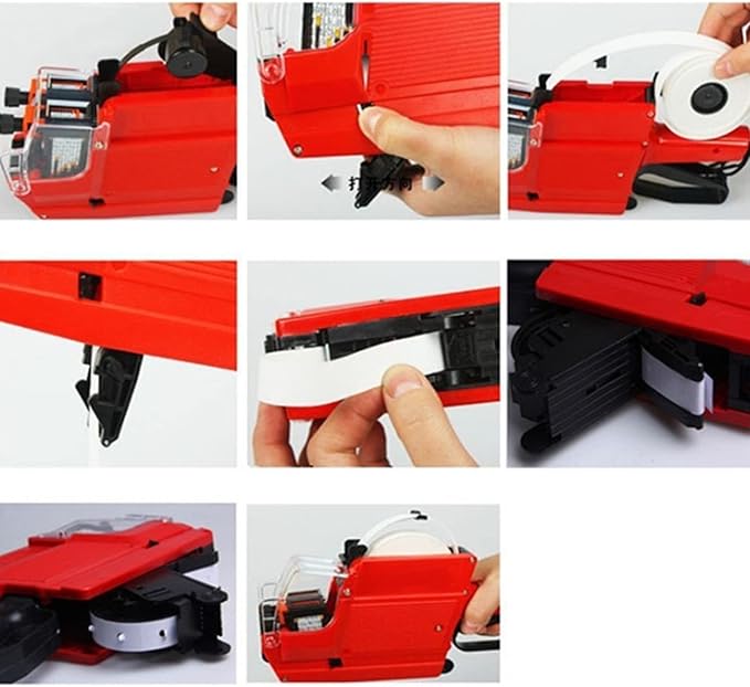 10 Digits 2 Line Price Tag Guns Labeller Marker Attacher Tool Kit Included 1pc 2 Row Price Tag Guns 1pc Ink Wheel for Office Retail Store MX 6600 Model Red Yellow Blue (Blue)