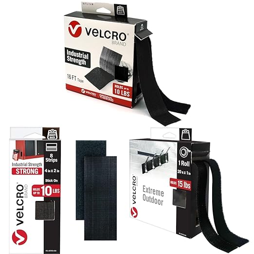 VELCRO Brand Heavy Duty Tape | 16 Foot Roll & Heavy Duty Fasteners & Extreme Outdoor Mounting Tape