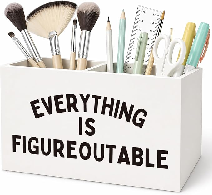 Inspirational Gifts for Women Men Inspirational Pen Pencil Holder for Desk,Motivational Wooden Box Sign Decorations for Home Office Workplace Desk Tabletop