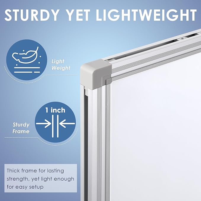 SWANCROWN Magnetic Dry Erase Whiteboard 48" x 48" Large White Board for Wall, Silver Aluminium Frame, Square Wall-Mounted White Board for School, Office and Home, 4' x 4'