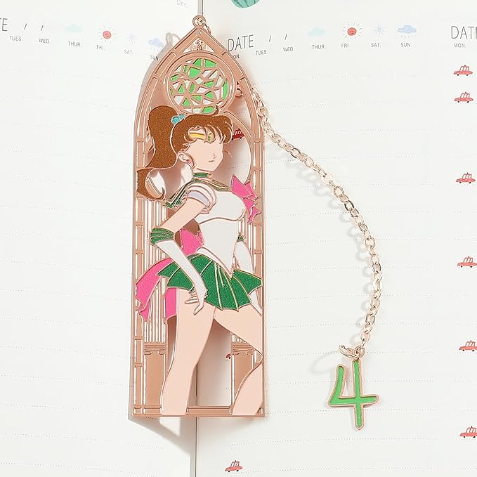 5 Style Anime Magical Girl Book Marks - Metal Bookmarks Gifts for Girls, Anime Fans, Book Lovers Student Men Women, Birthdays, Christmas, Valentine, School Supplies Book Accessory (Green Blue Color)