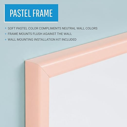 MasterVision Pastel Combo Bulletin and Dry Erase Board, 36" x 24", Salmon Pink Frame, Decorative Magnetic Whiteboard and Cork Board, Wall Décor for Home, Office, Dorm, or Classroom
