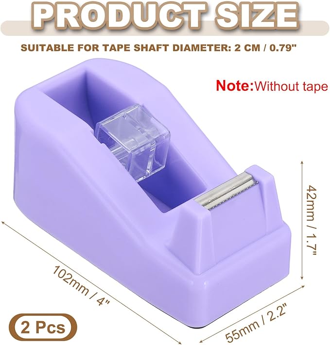 PATIKIL 2pcs Tape Dispenser Desk, Small Tape Dispenser Cute Desktop Dispenser Holder for Tape Office Desktop, Purple