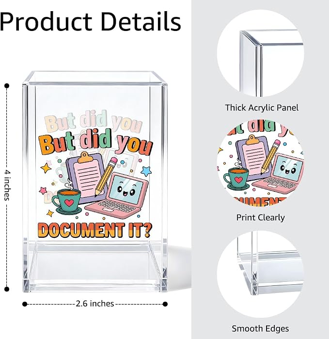 But Did You Document It Acrylic Cosmetic Organizer Pen Holder, Pen Pencil Holder Desk Accessories, Office Gifts for HR Coworker Nurse Friend (Transparent45)