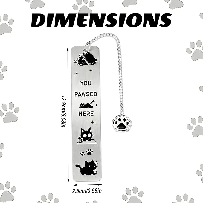 Cat Bookmark, Zinc Alloy Cute Black Cat Bookmark Funny Aesthetics Reading Accessories for Reading Women Men Student Book Enthusiasts Gift (Style 1)