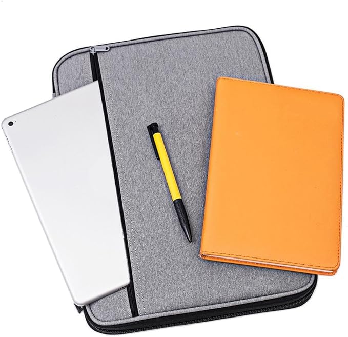 BTSKY New Universal A4 Document Bags Portfolio Organizer- Waterproof Travel Gear Organizer Zipper Case/Document File Bag for Ipads, Notebooks, Pens, Document Dark Grey New