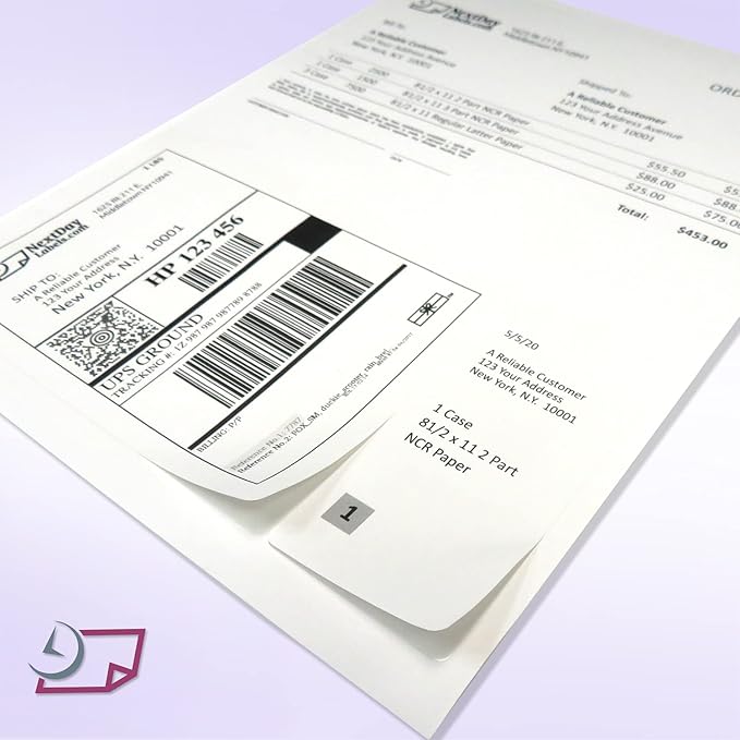 Next Day Labels - Integrated Laser Form with Label Combination (6x4 & 2x4 | on Bottom | Case of 1500)