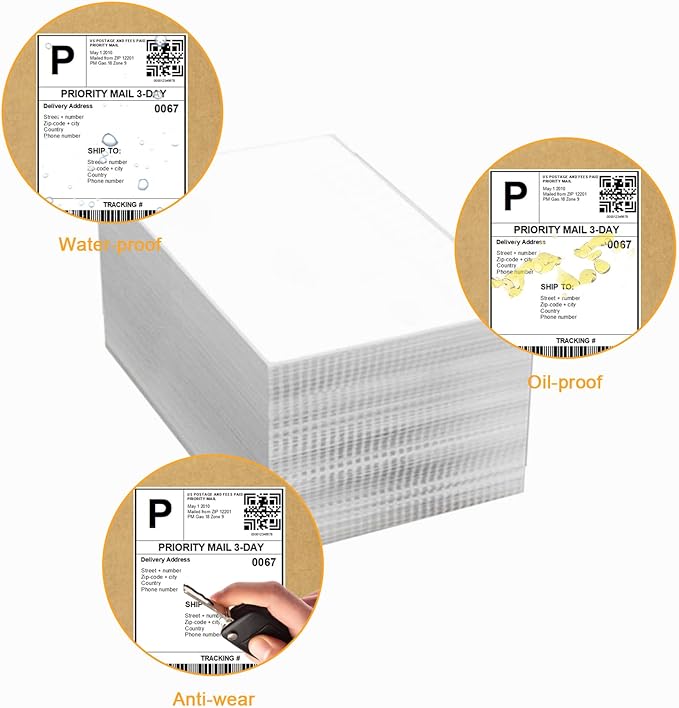 4000 Labels/8 Stacks 4" x 6" Fanfold Direct Thermal Shipping Address Labels Compatible with Zebra 2844 & Rollo Printer
