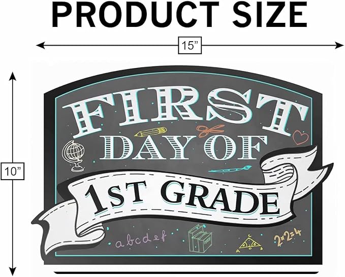 AAROENLYS Wood Signs First Day of School Chalkboard Style Sign Board Plaque Back to School Sign Photo Props for Kids/Girls/Boys Preschool Kindergarten 1st Grade 10x 15