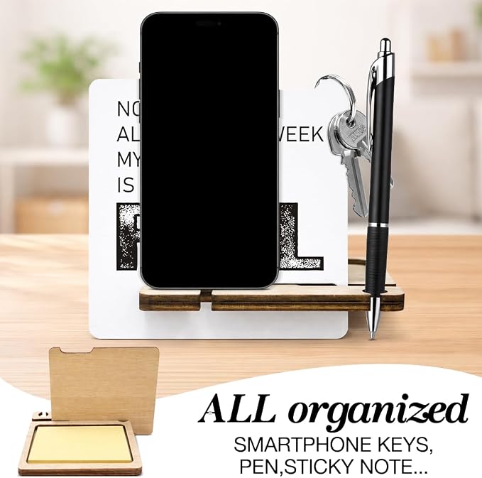 Funny Office Gift for Coworker Woman - Multi-functional Desk Organizer - Motivational Thank You Team Office Quote Wooden Sign for Office Desk Shelf Decor