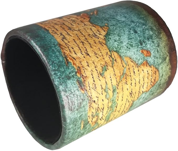 DreamsEden Vintage Pen Pencil Holder Cup Retro Pattern Desk Organizer for Home Office Bedroom (Blue World Map Round)