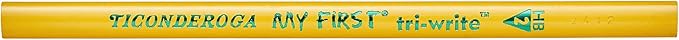 Ticonderoga My First Tri-Write Pencils without Eraser, Primary Size Wood-Cased #2 HB Soft, Yellow (13084) (Pack of 6, 216 Count Total)