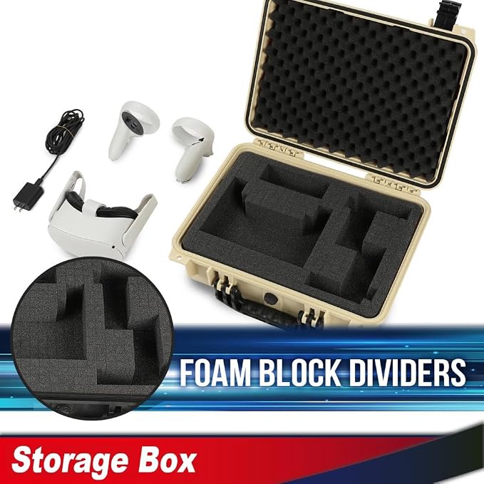 CROSSDESIGN Storage Box for Collectible Cards & Craft Supplies, DIY Adjustable Organizer with Removable Dividers & Protective Foam, Stackable Container for Tools, Screws, Beads - Large Beige