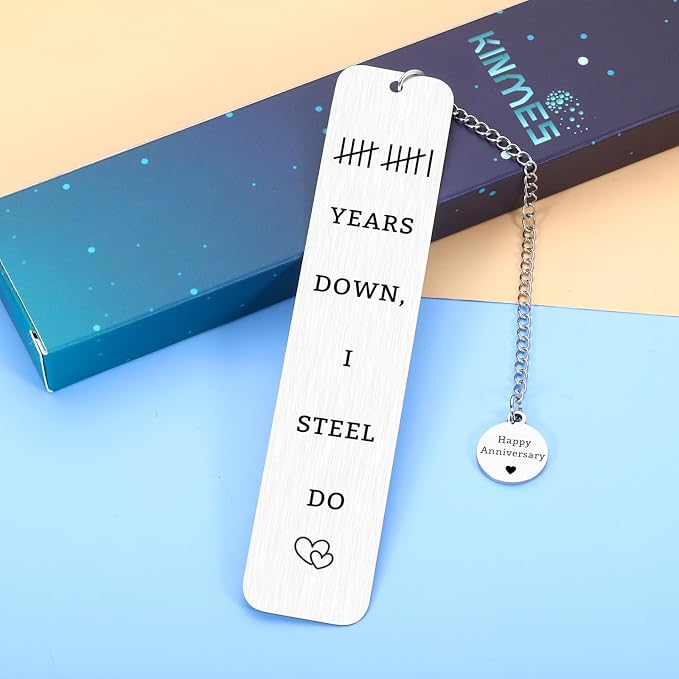 11 Year Anniversary Steel Gifts for Her Him Steel Gift for 11th Anniversary 11 Years Wedding Anniversarys Day Gifts for Husband Wife Couple Women Men 11th Wedding Bookmark from Wifey Hubby