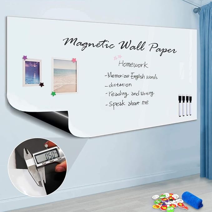 ZHIDIAN Magnetic Whiteboard Sticker for Wall/Door, 36" x 24" Large Self Adhesive White Board Wallpaper, Whiteboard Contact Paper, Large Dry Erase Sheet/Film for Office/Home/School