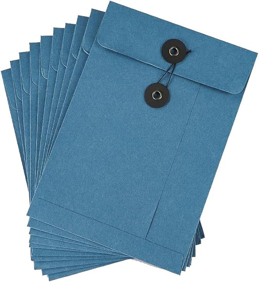 10 Pcs Vintage Kraft Paper File Folder Thickened A5 Filing Envelope Project Photo Pockets Reusable Document Wallet Bag with String Tie Closure for Office Home