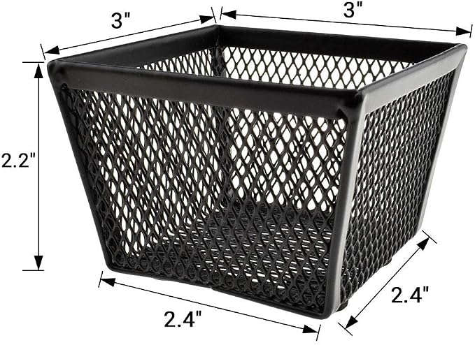 HAHIYO Stackable Paper Clip Mesh Holder cup 2.2" Height 2 Pack Black Sturdy PaperClip Holder Container for Desk Drawer Organizer Collection for Home Office School Soft Foam Feet No Sharp Edges