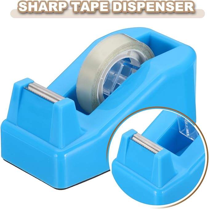 PATIKIL 2pcs Tape Dispenser Desk, Small Tape Dispenser Cute Desktop Dispenser Holder for Tape Office Desktop, Blue Tone