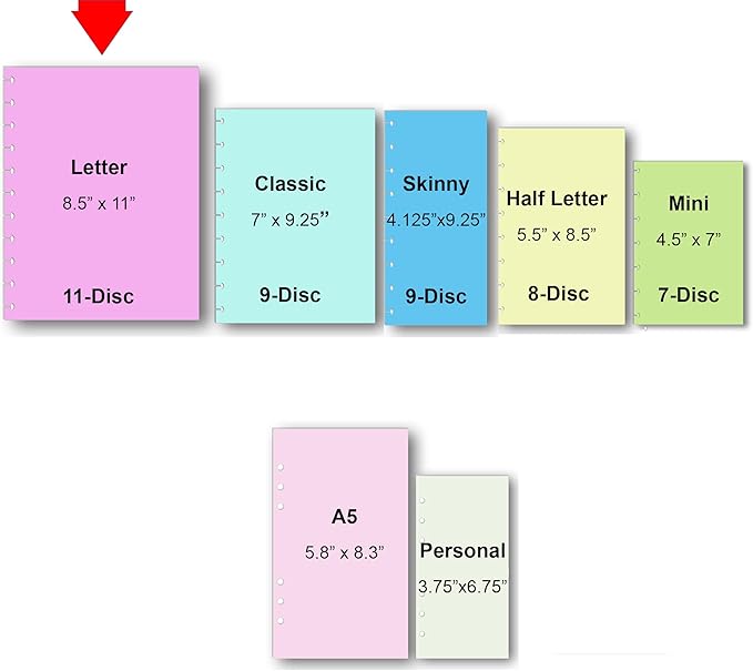 2026 Monthly Planner Calendar Refills for 7,8,9,11 Disc Mini, Classic, Skinny, Junior, Big size Discbound, Happy Planners, Loose-Leaf Inserts, 12 Month (11 Disc Letter, Ocean)