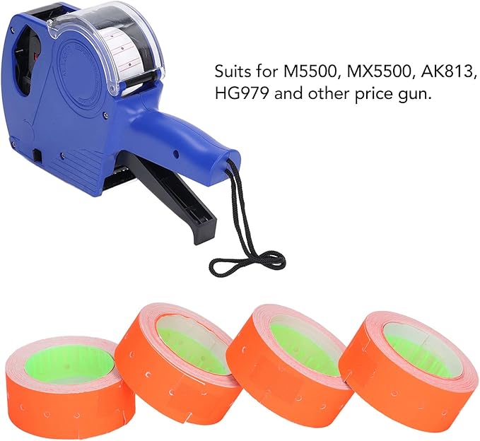 Pricing Labels Roll, 15000pcs 21x12mm Adhesive Price Tags with Red Line for Price Gun Labelers Compatible with MX5500 M5500 AK813 HG979 (Fluorescent Green) (Fluorescent Yellow) (Orange) (Red)