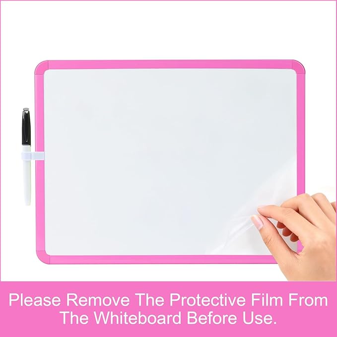 MXG Double Sided Pink Dry Erase Board, 12x16 Inch Small White Board with Marker, Magnets, Eraser, for Coaches, Students, Kitchen, Portable Mini Whiteboard for Fridge, Wall, Desk