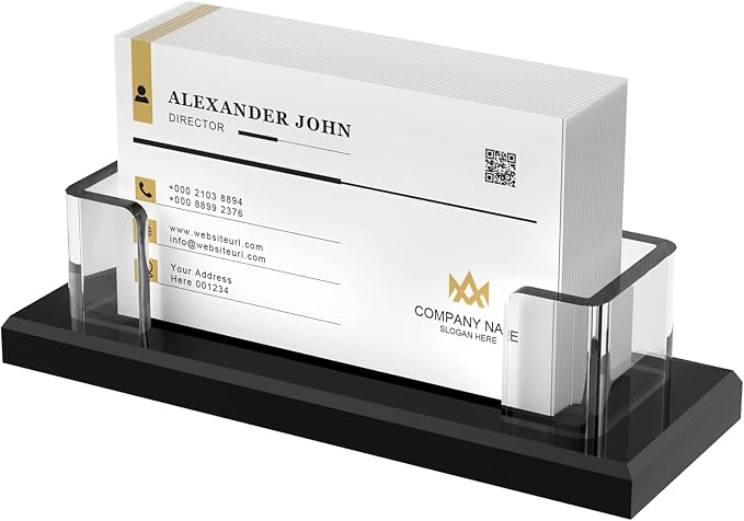 Acrylic Business Card Holder, Clear Card Display Stand for Desk, Business Card Organizer for Office Home Exhibition 1 Pack(Black)