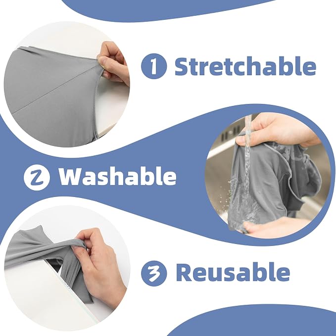 KICNIC Gray Fabric Book Cover for Hardcover, 1 Pack, 6x9 Inch, Up to 8.5”x9.5”, Adjustable School Book Sleeve Protector for Teens, Stretchable Decorative Cloth Book Sox for Book Lovers